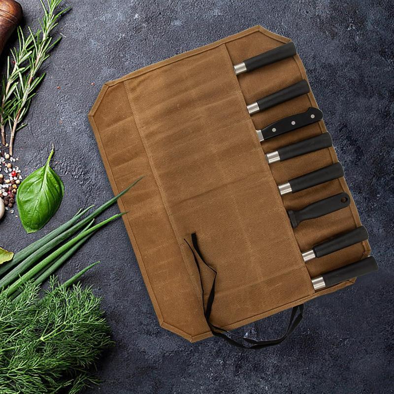 Waxed Canvas Chef Knife Roll M - Outdoor Hunting Kitchen 评论和价格